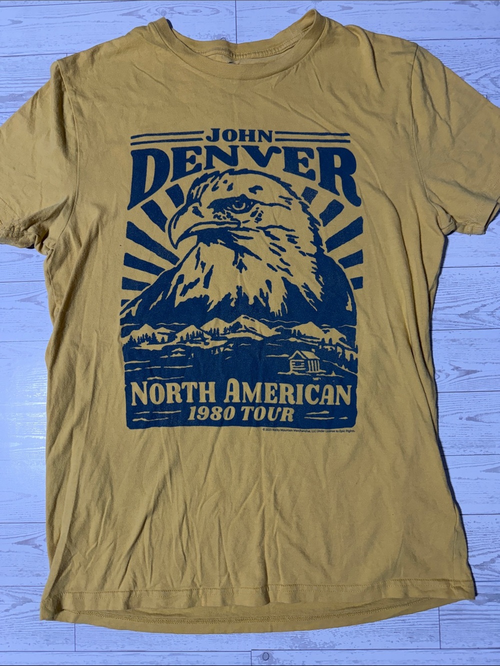 Wrangler Mustard Yellow Graphic Tee with Navy Eagle Print